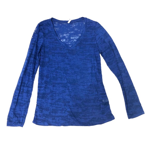 Splash Tops - NWT Blue Long Sleeve V Neck Shirt Large by Splash